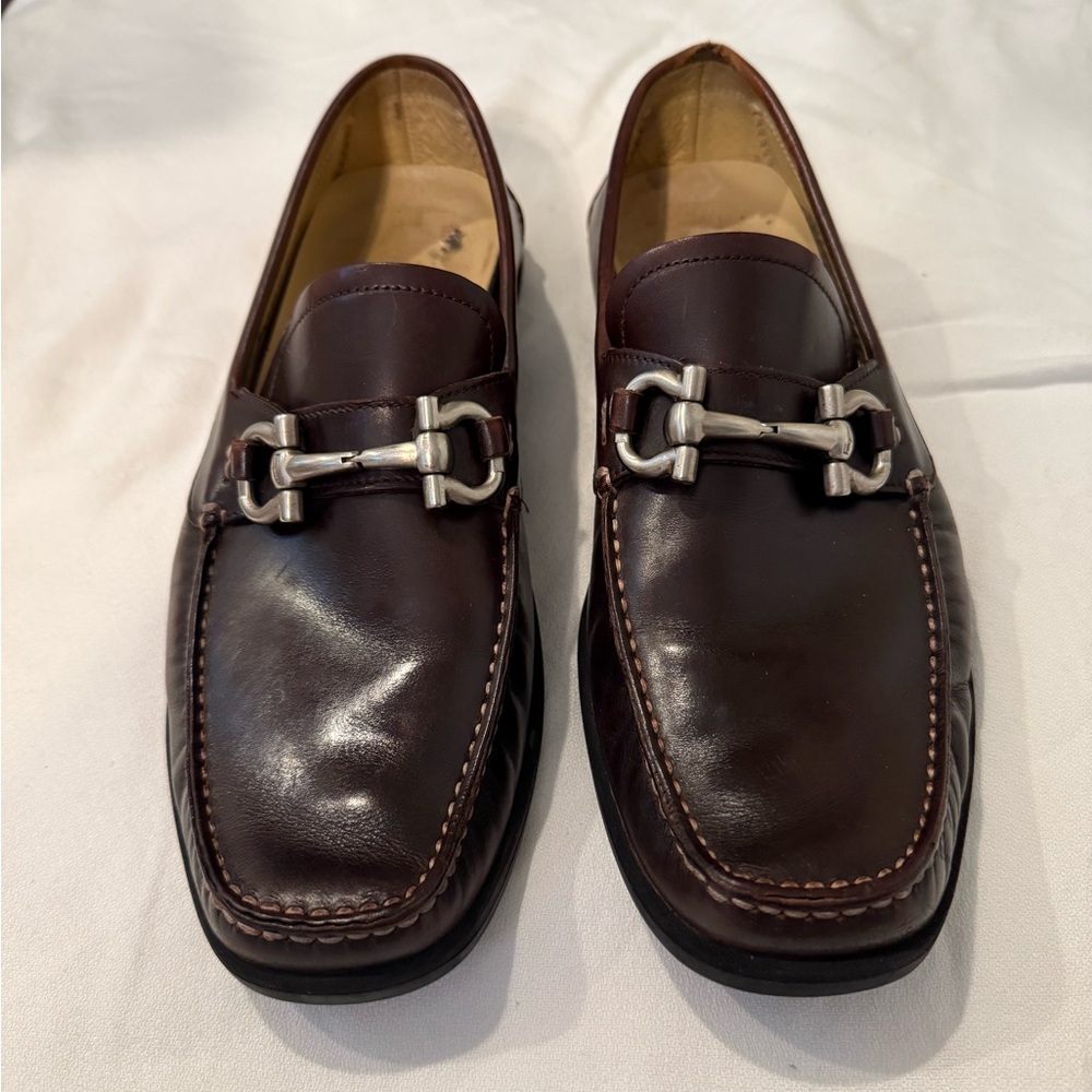 Salvatore Ferragamo Men's Brown Leather Shoes Size 8